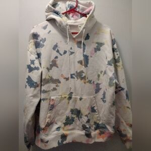 Pastel Splash Tie-Dye Pullover Hoodie - White Multi